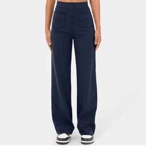 Halara High Waisted Button Multiple Pockets Straight Leg Casual Pant Navy NWT XL